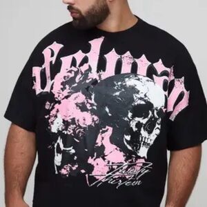 Tall oversized Boxy Heavyweight Skull Large Scale Print T-shirt